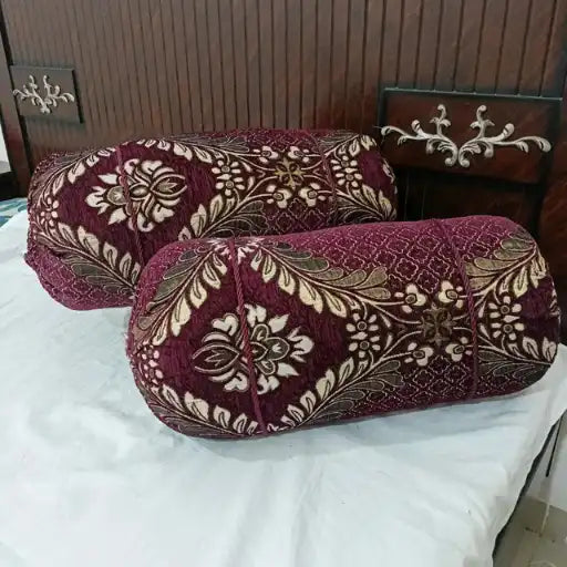 Velvet Jacquard Round Pillow Covers — Pack of 2