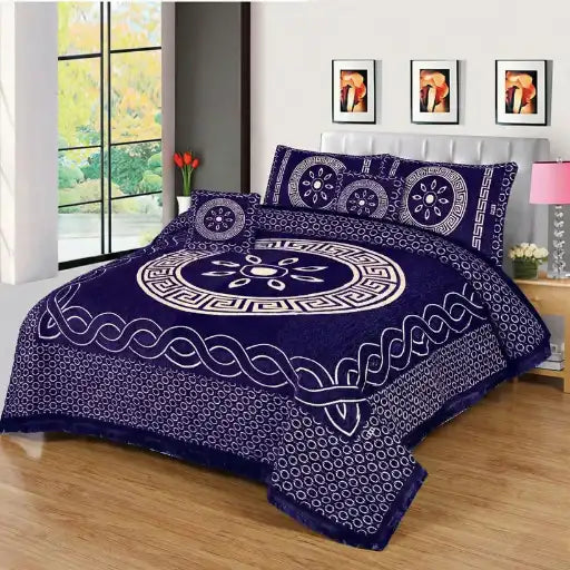 Premium Fomi Four Border Jacquard Bed Sheet Set – 4 Pcs: 1 Fomi Bed Sheet, 2 Pillow Covers, 1 Cushion Cover