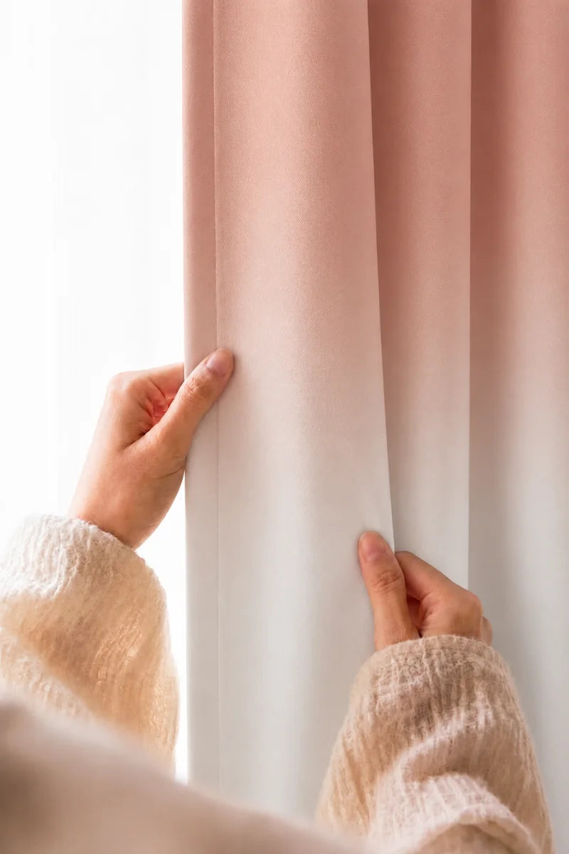 Blush Pink Frosted Ombre Velvet Curtains – Set of 2 Panels