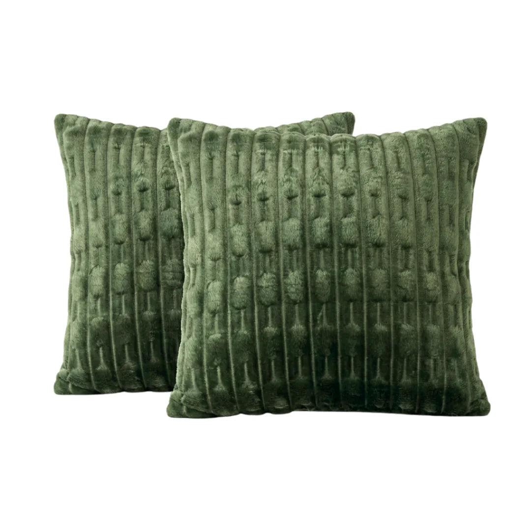Embossed Fleece Cushion – Rich Texture & Hidden Zip (Pack of 2)