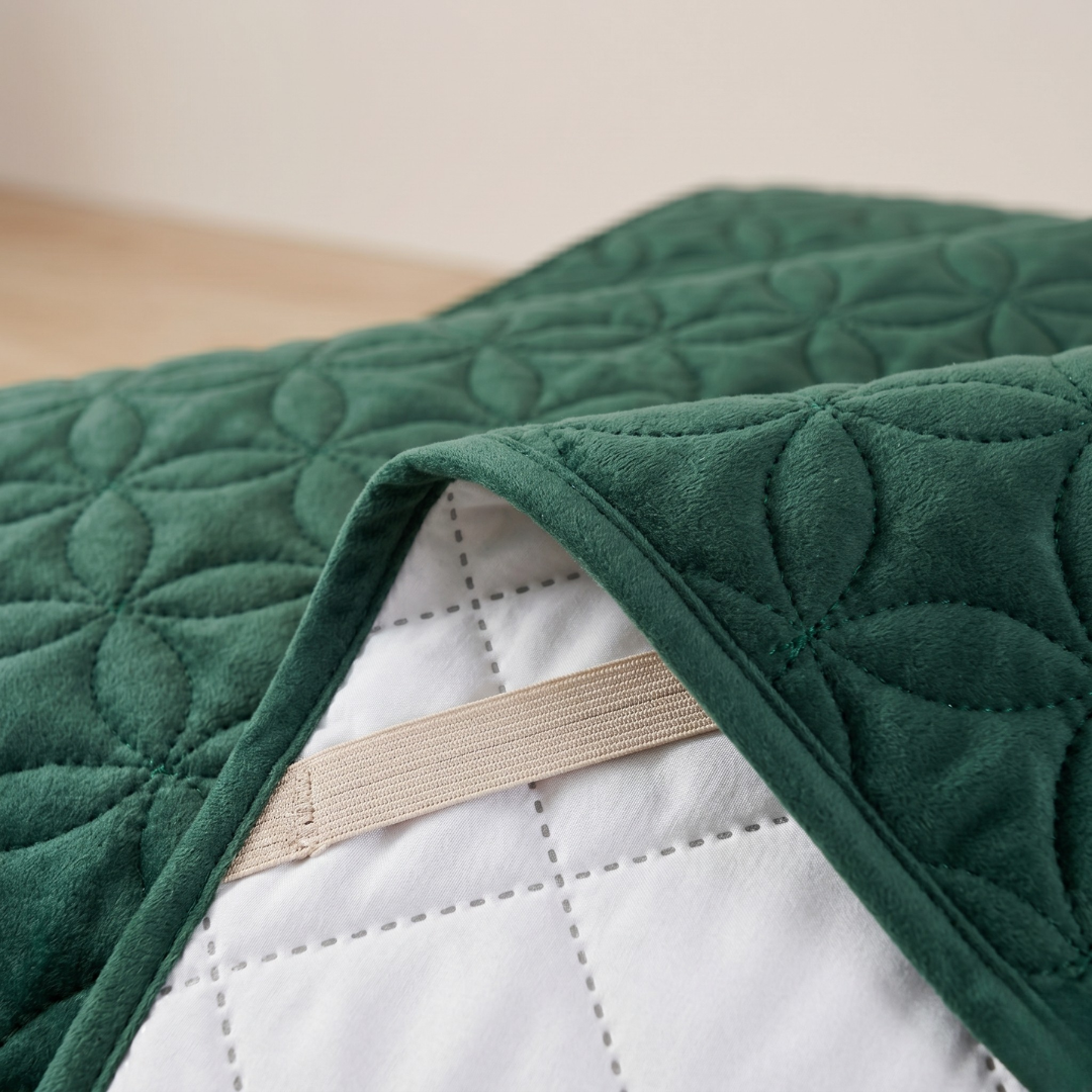 Premium Ultrasonic Quilted Sofa Cover (Green Color)