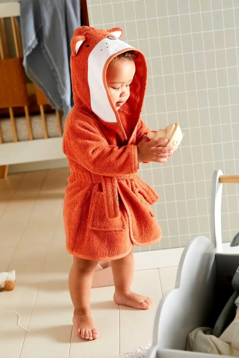 Fox Hooded Kids Bathrobe – Orange (Ages 9 Months to 3 Years)