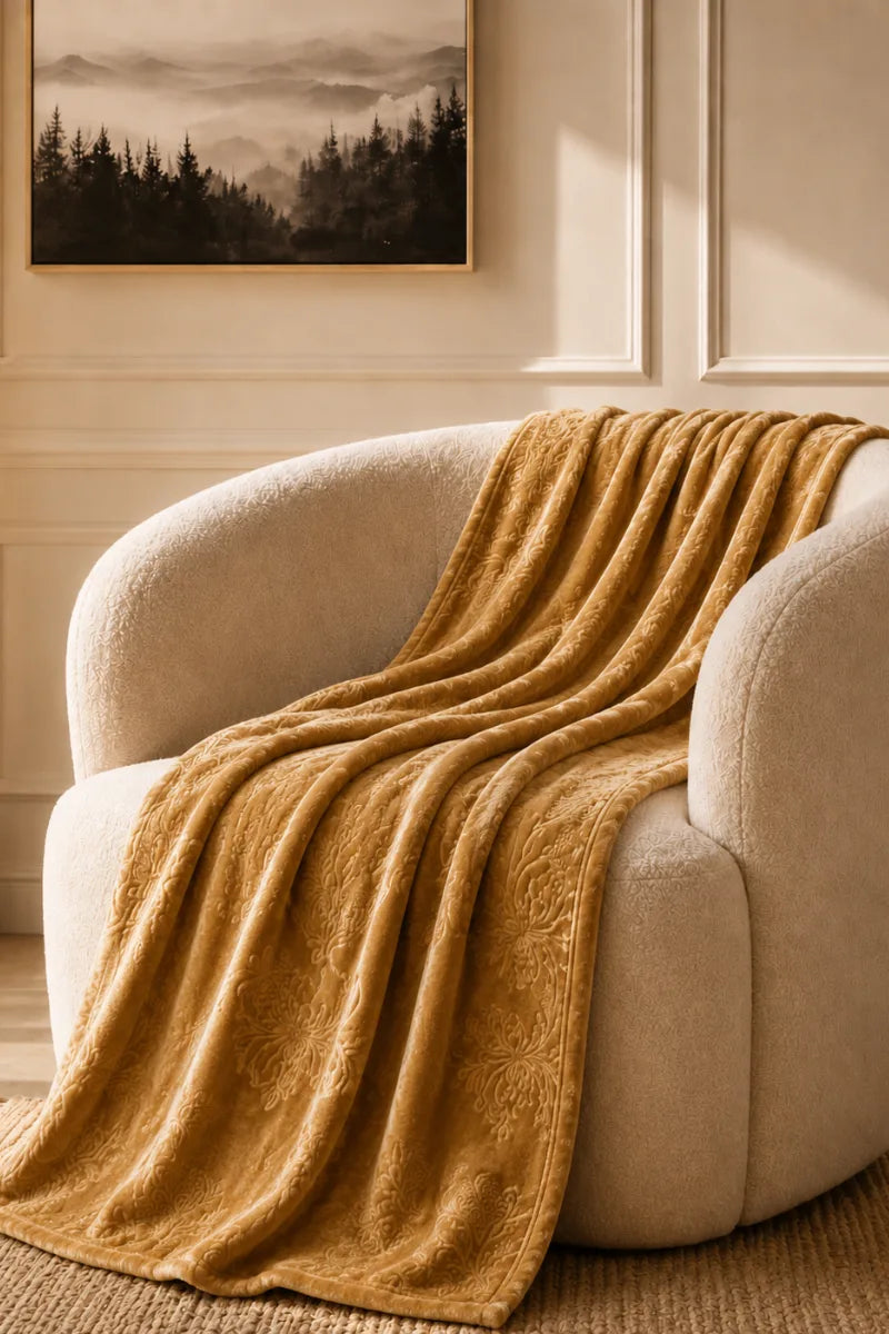 Golden Brown Embossed Blanket