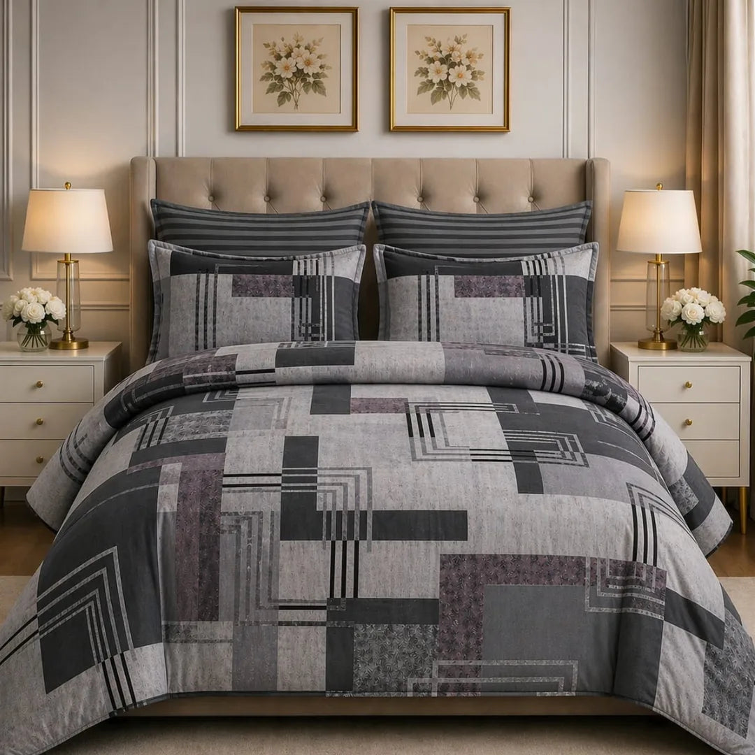 Luxury Export Cotton Double Bed Comforter Set – 87x95 Bedsheet & Pillow Covers
