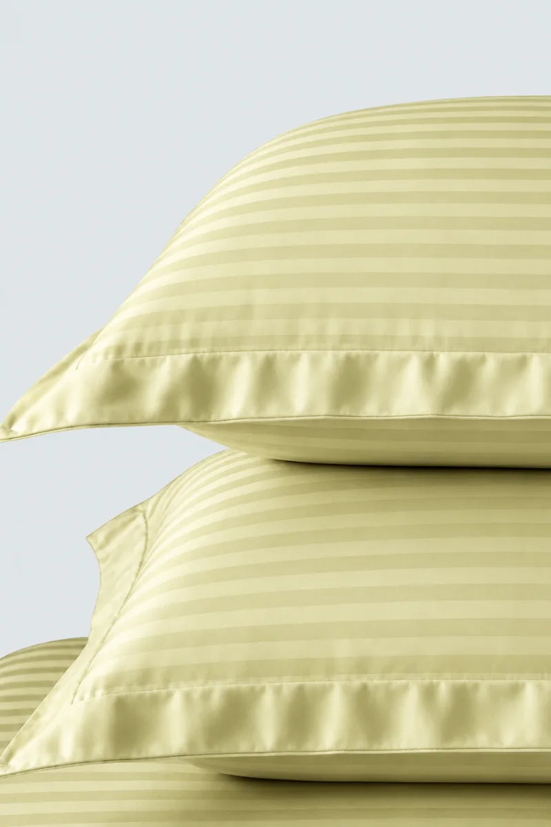 Pistachio Green Stripe Fitted Bedsheet - King Size