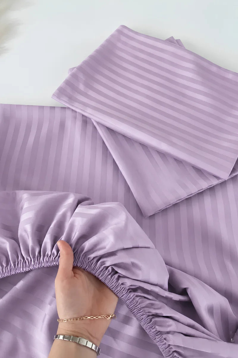 Violet Stripe Fitted Bedsheet - King Size