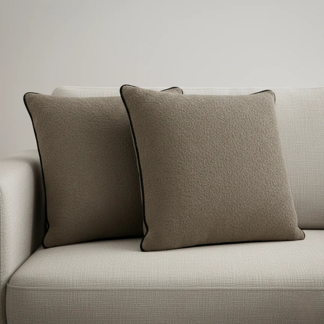 Chocolate Brown Modern Terry Cushion – Soft Texture & Hidden Zip (Pack of 2)