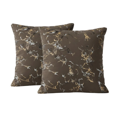 Dark Brown Marble Velvet Cushion – Premium Texture & Hidden Zip (Pack of 2)