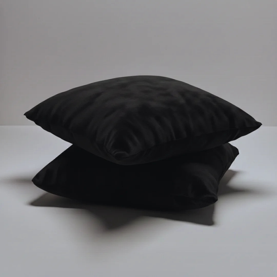 Black Plain Velvet Cushion Set (Pack of 2)