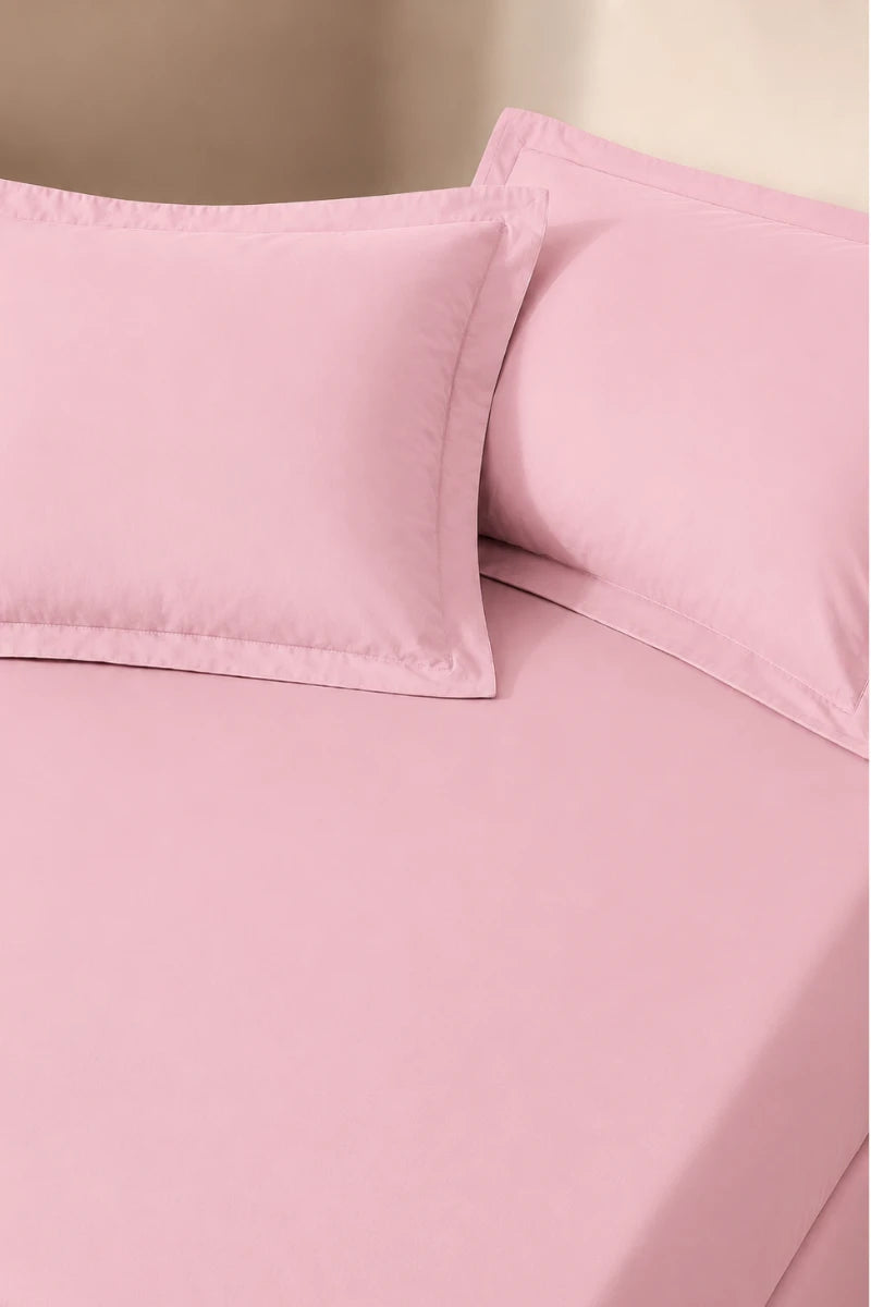 Blush Pink Solid 3-Piece Bedsheet Set