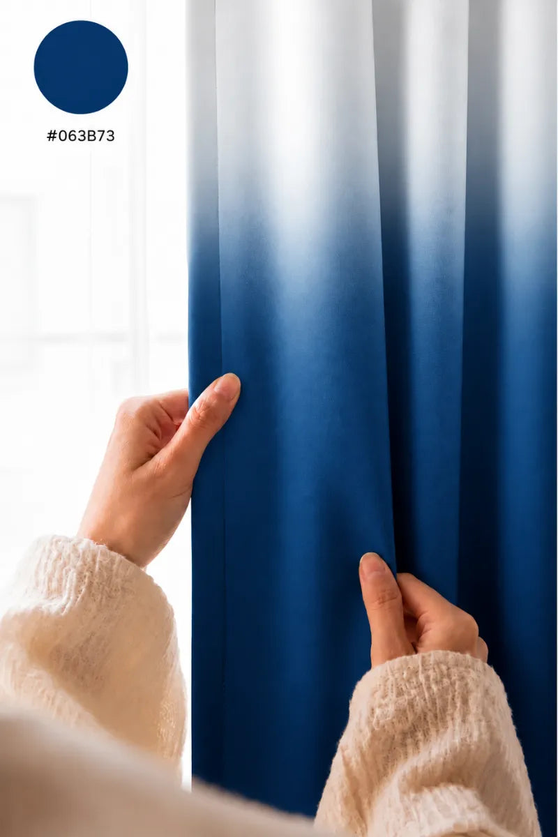 Royal Blue (#063B73) Dip-Dye Ombre Velvet Curtains – Set of 2 Panels