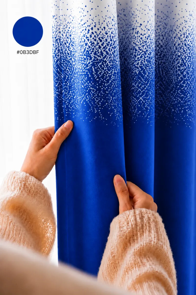 Royal Blue (#OB3DBF) Speckled Ombre Velvet Curtains – Set of 2 Panels