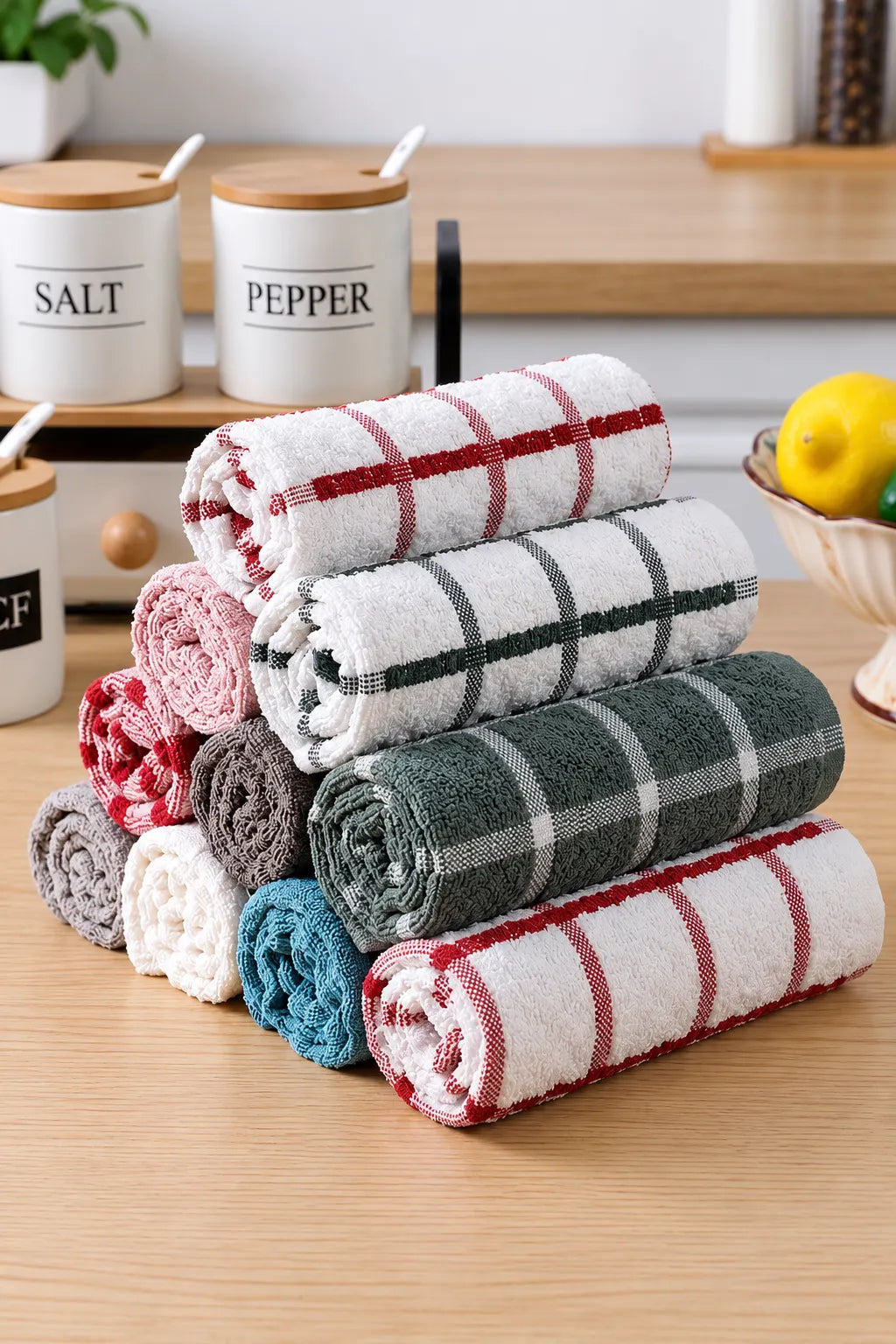 Premium Cotton Kitchen Towels – Striped Design | 16 × 27 Inches | Pack of 4 & 6