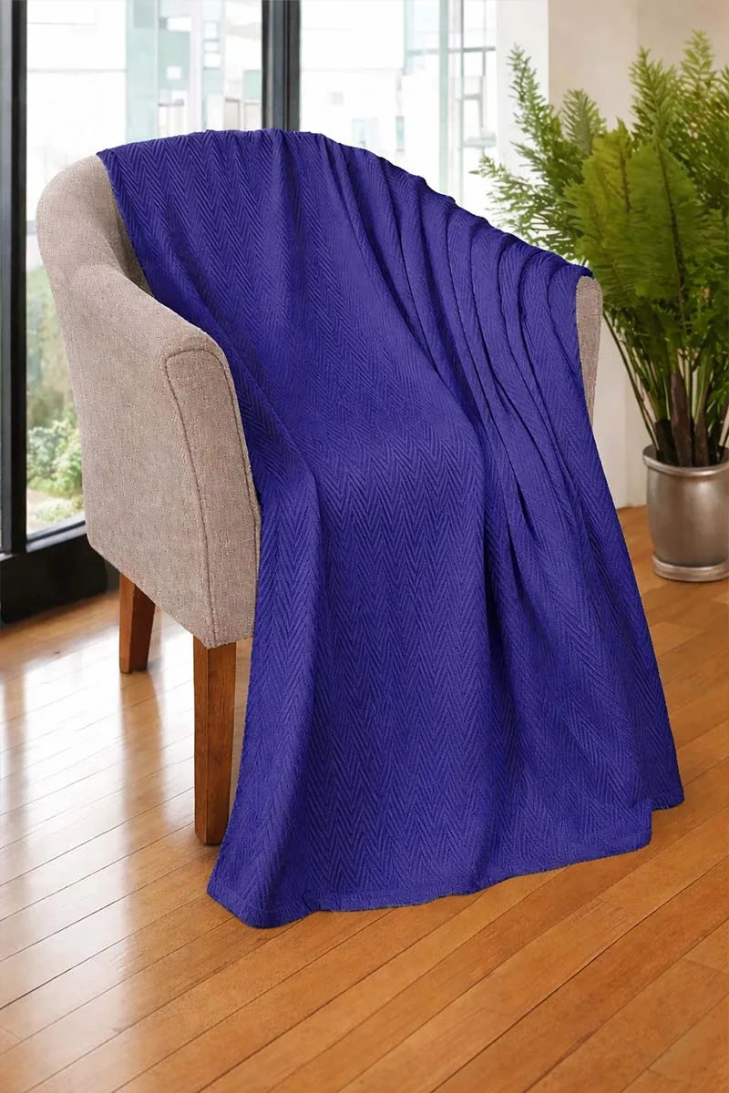 Zig-Zag Chevron Cotton Thermal Blanket – All-Season Cozy Throw