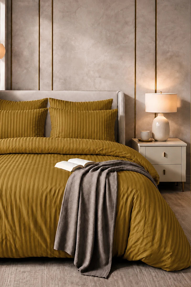Mustard Brown Quilt Cover Set (6PCS - King Size)