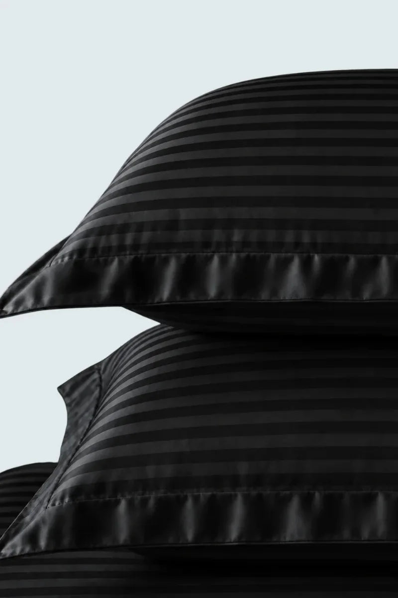 Black Stripe Fitted Bedsheet - King Size