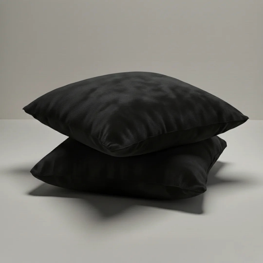 Charcoal Black Plain Velvet Cushion Set (Pack of 2)