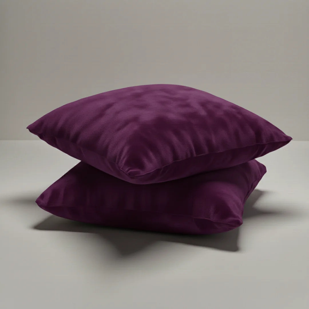 Deep Burgundy Plain Velvet Cushion Set (Pack of 2)