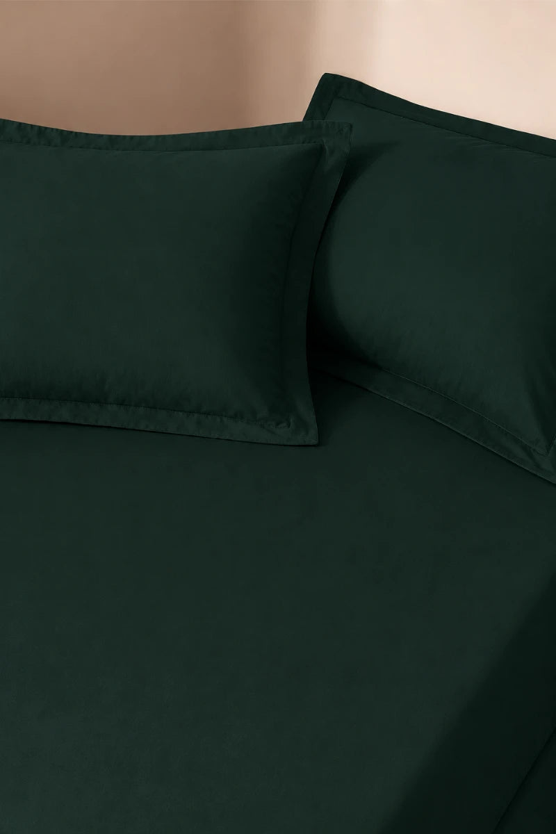 Deep Forest Green Solid 3-Piece Bedsheet Set