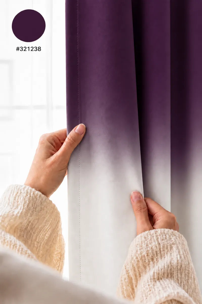 Deep Plum (#321238) Frosted Ombre Velvet Curtains – Set of 2 Panels