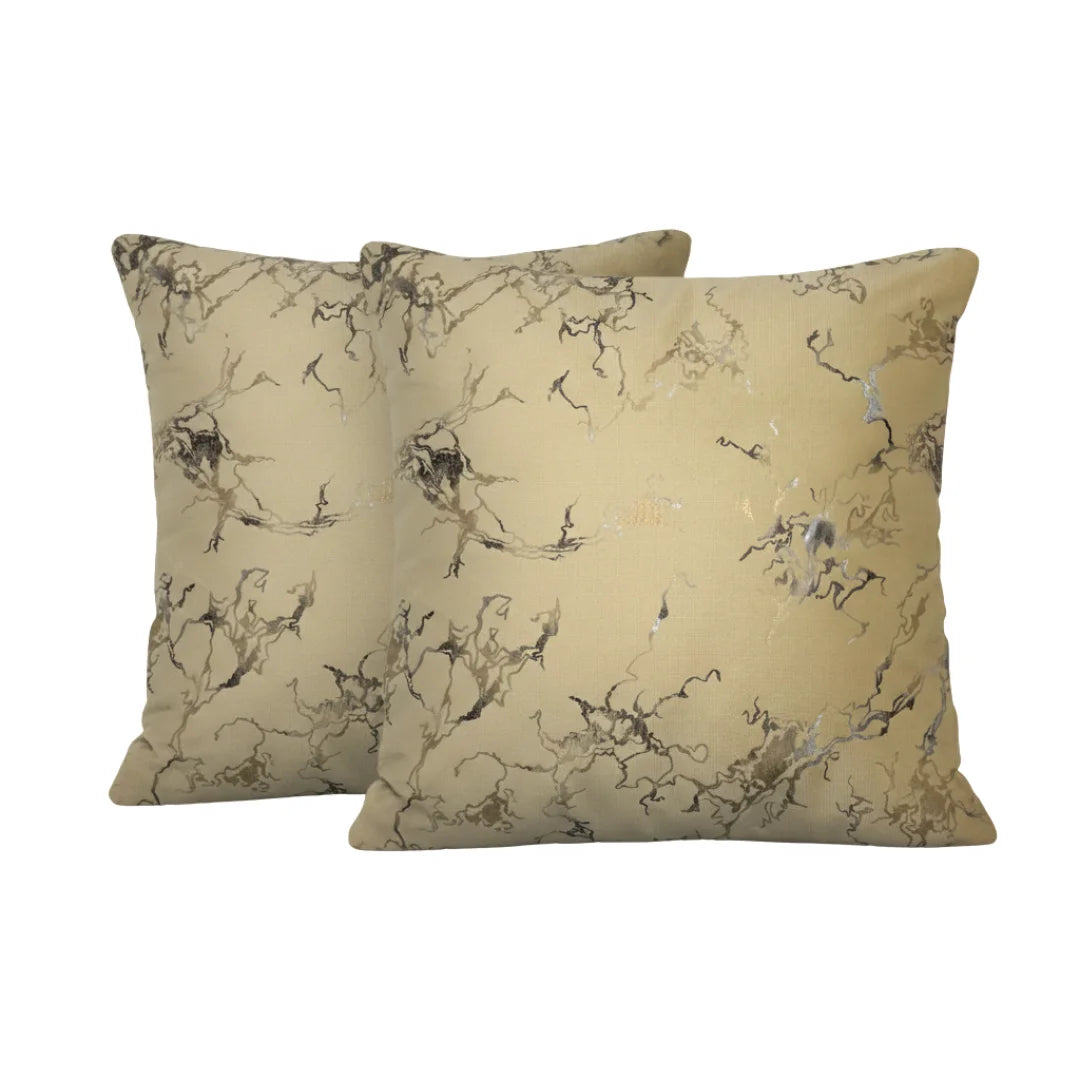 Beige Gold Marble Velvet Cushion – Premium Texture & Hidden Zip (Pack of 2)