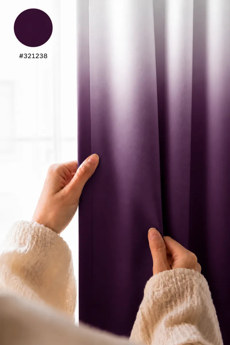 Deep Plum (#321238) Dip-Dye Ombre Velvet Curtains – Set of 2 Panels
