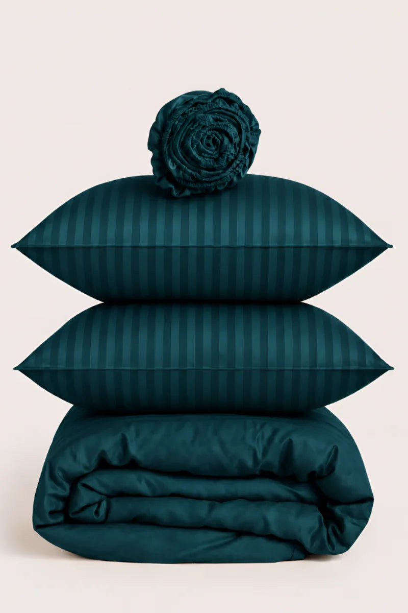 Dark Cyan Quilt Cover Set (6PCS - King Size)