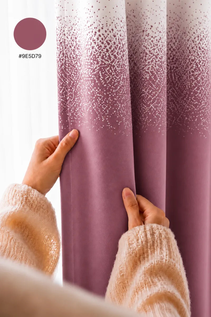 Mauve Pink (#9E5D79) Speckled Ombre Velvet Curtains – Set of 2 Panels