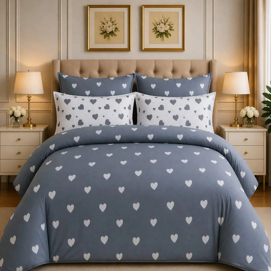 Luxury Export Cotton Double Bed Comforter Set – 87x95 Bedsheet & Pillow Covers