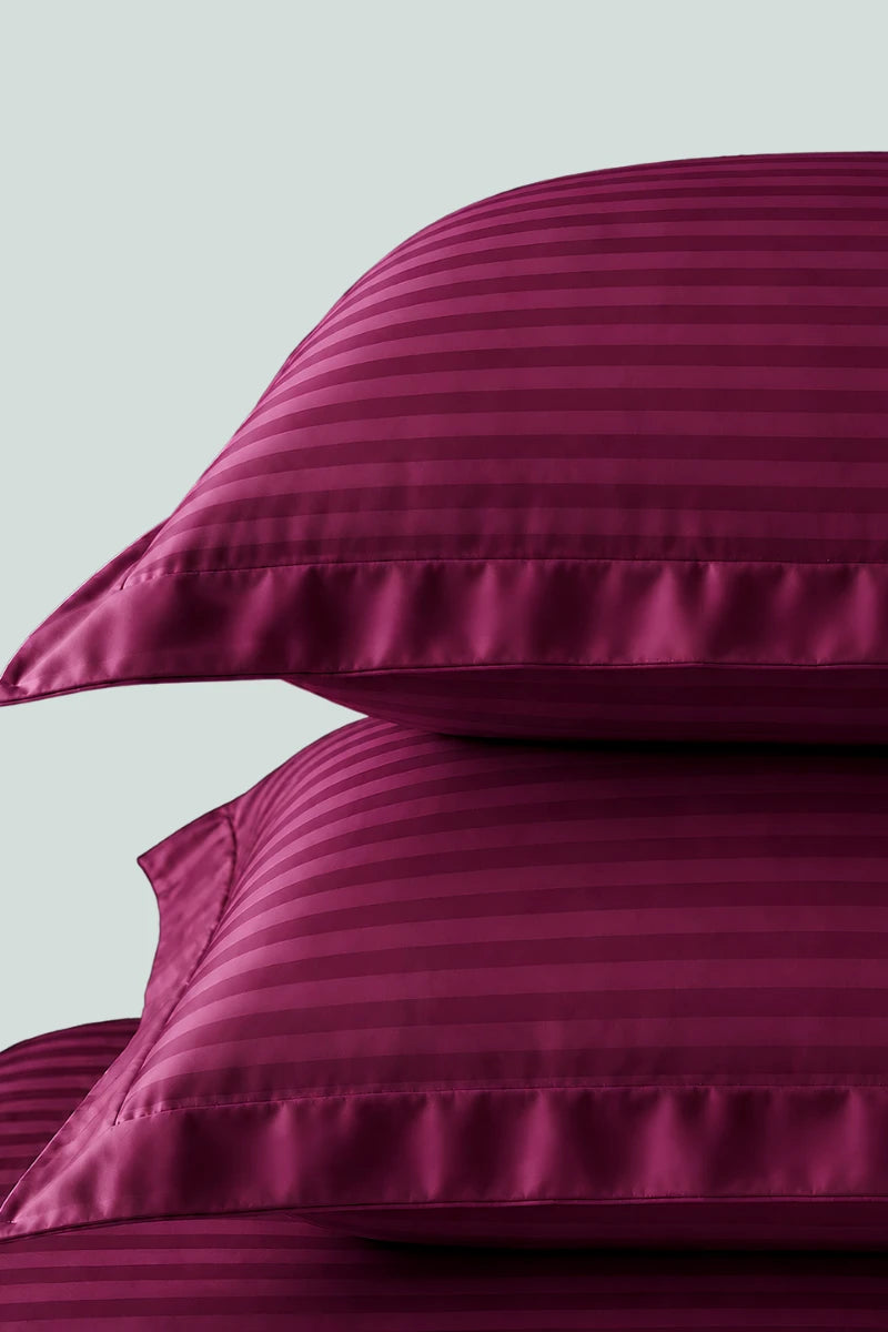 Plum Magenta Stripe Fitted Bedsheet - King Size