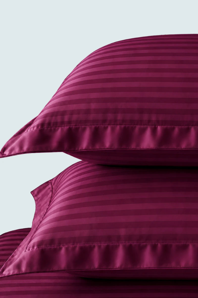 Plum Magenta Stripe Fitted Bedsheet - King Size