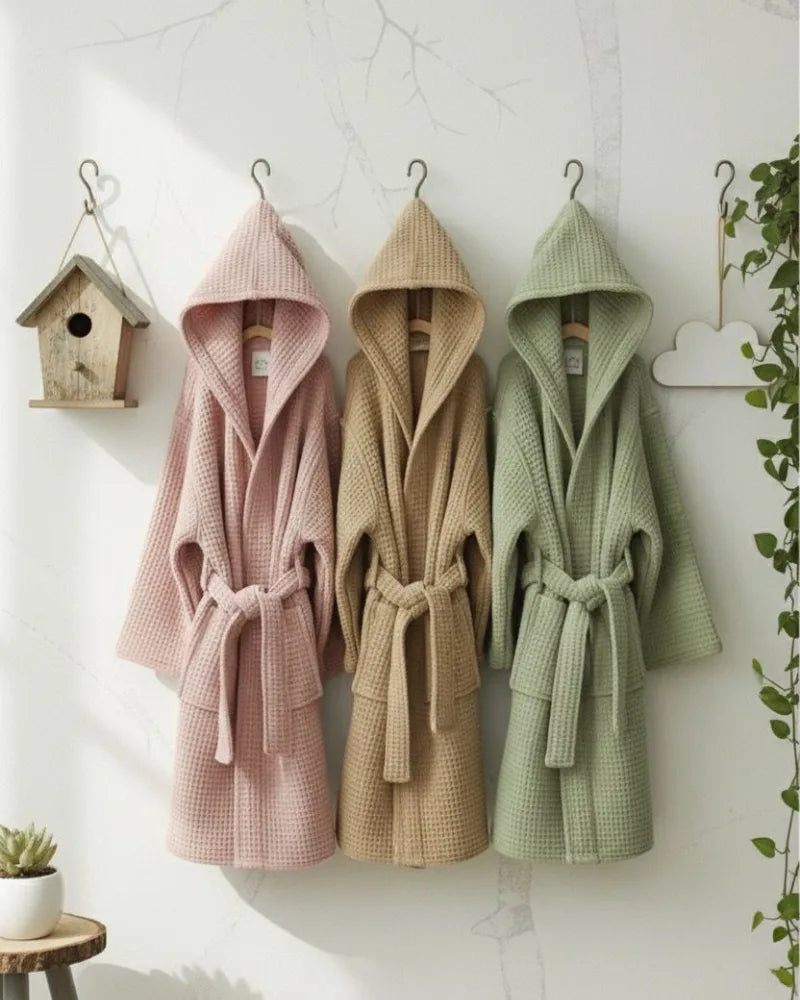 Premium Kids Bathrobe | Waffle Texture, 100% Cotton (Ages 4-6 Years)