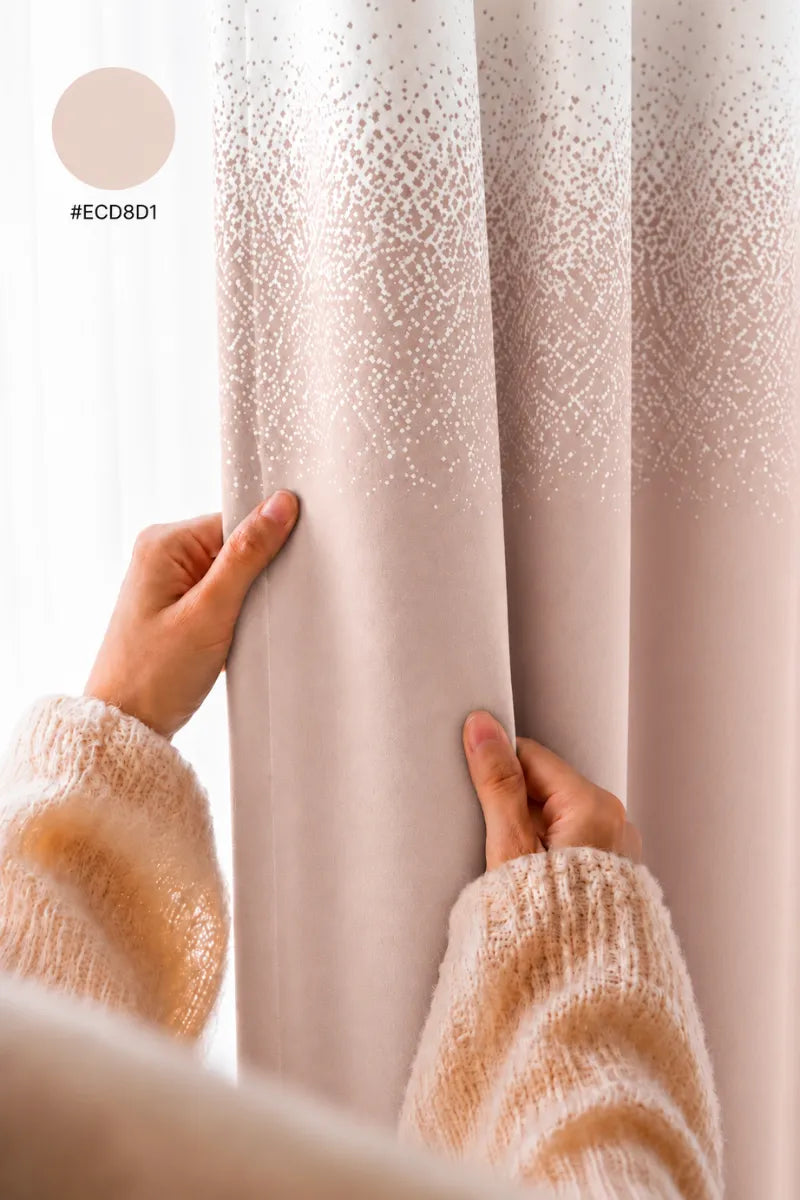 Champagne Blush Pink (#ECD8D1) Speckled Ombre Velvet Curtains – Set of 2 Panels