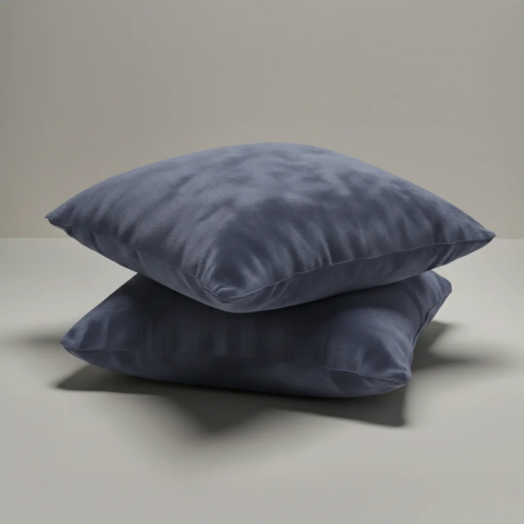 Steel Blue Plain Velvet Cushion Set (Pack of 2)