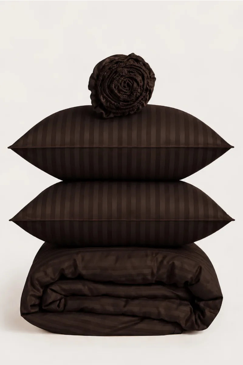 Dark Brown Quilt Cover Set (6PCS - King Size)