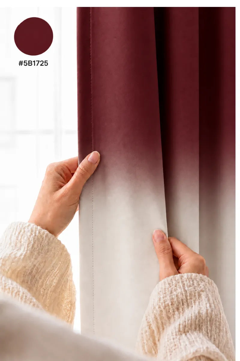Burgundy (#5B1725) Frosted Ombre Velvet Curtains – Set of 2 Panels