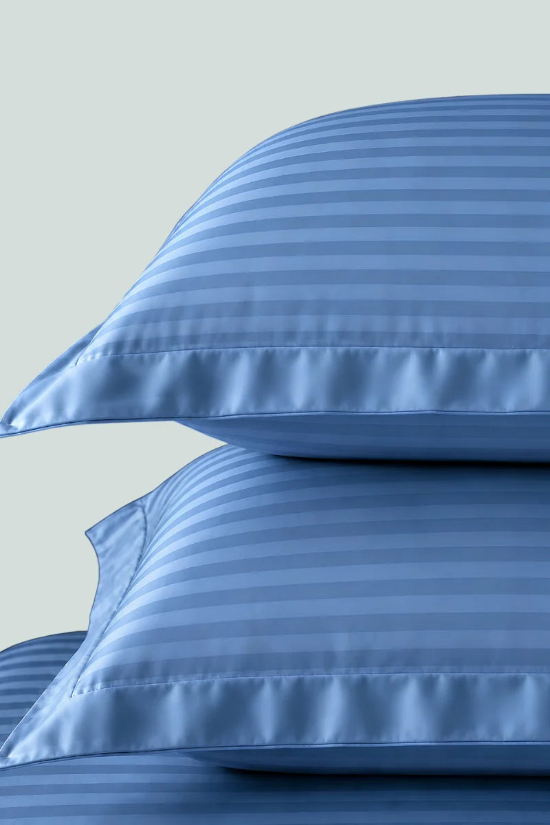 Aqua Blue Stripe Fitted Bedsheet - King Size