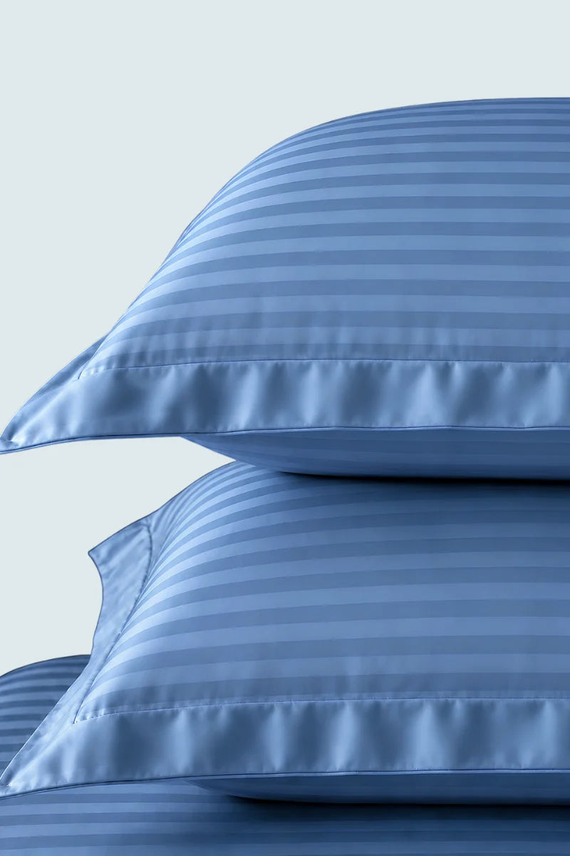 Aqua Blue Stripe Fitted Bedsheet - King Size