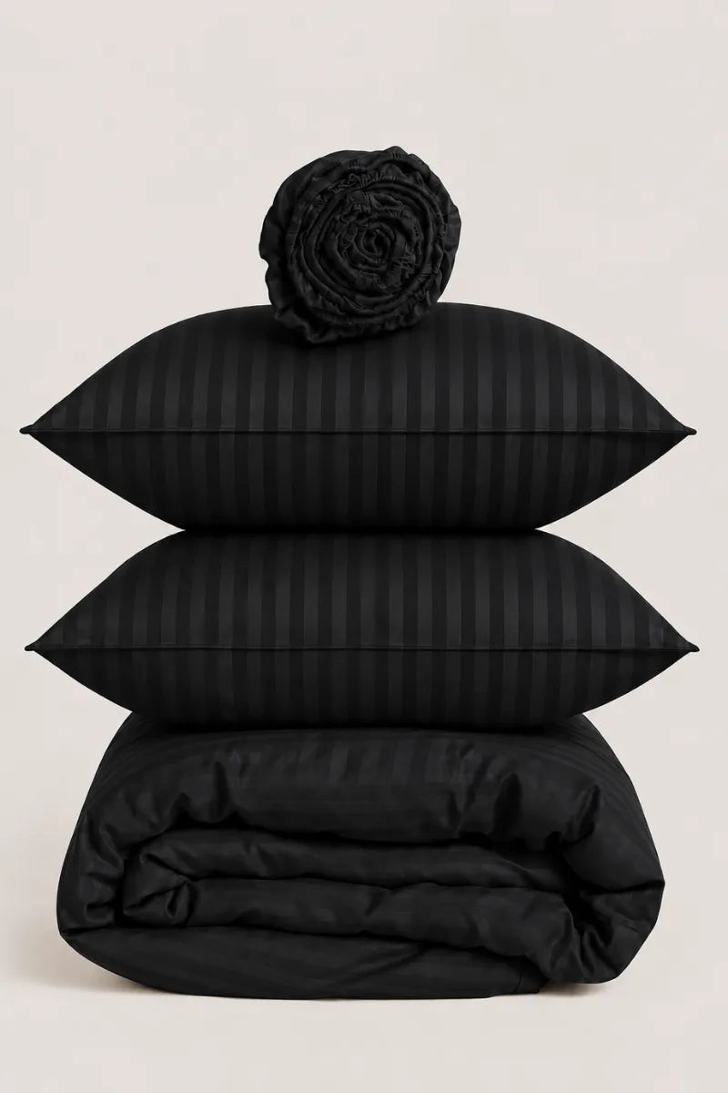 Black Quilt Cover Set (6PCS - King Size)