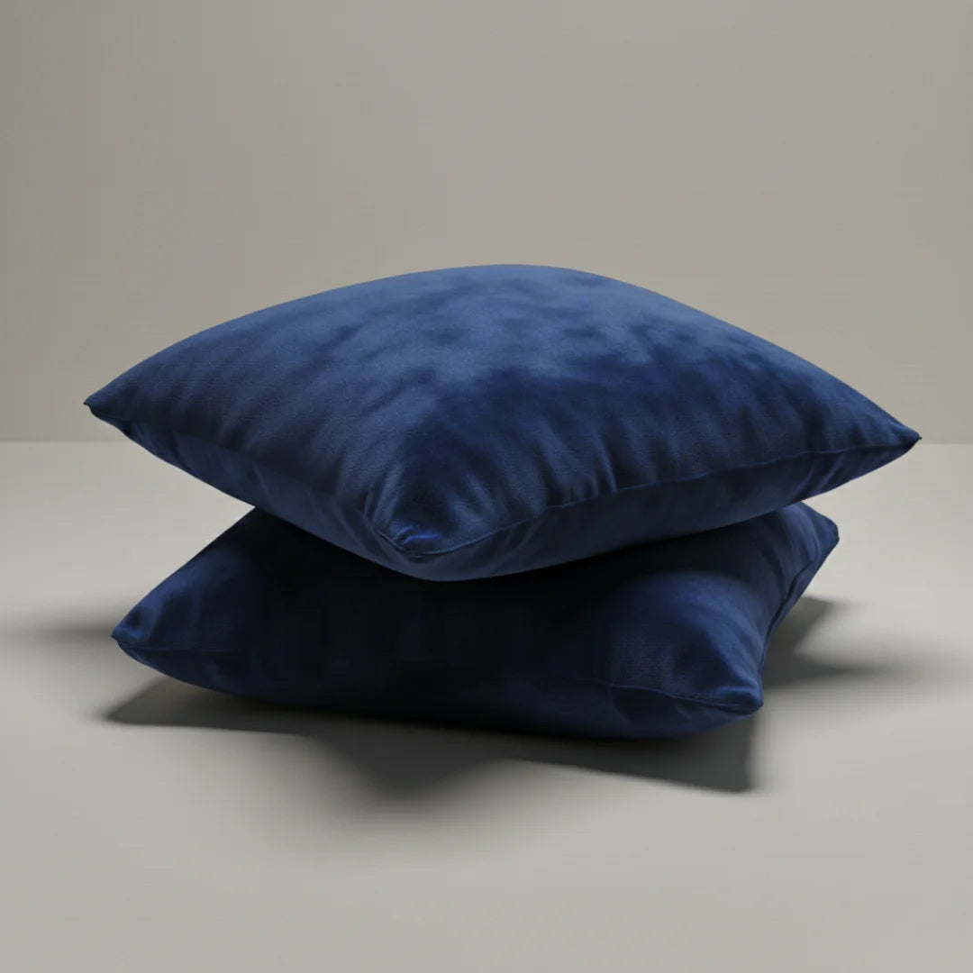 Royal Blue Plain Velvet Cushion Set (Pack of 2)