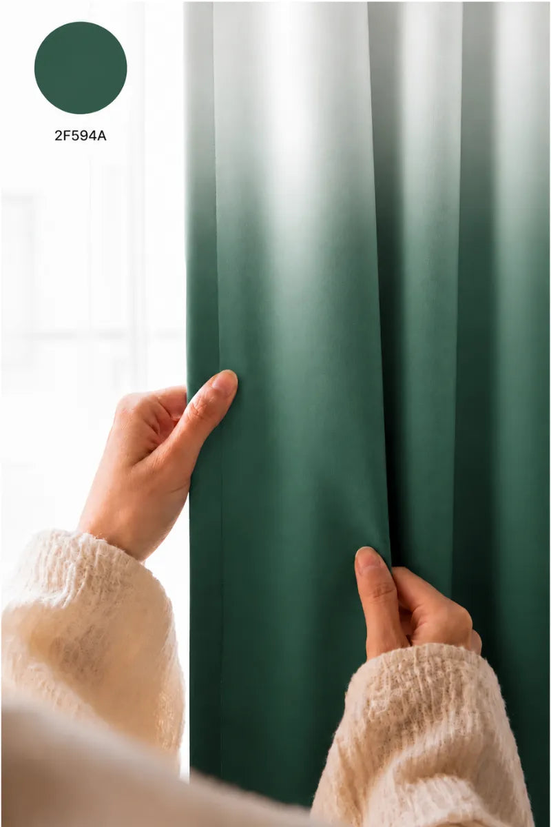 Deep Teal (#2F594A) Dip-Dye Ombre Velvet Curtains – Set of 2 Panels