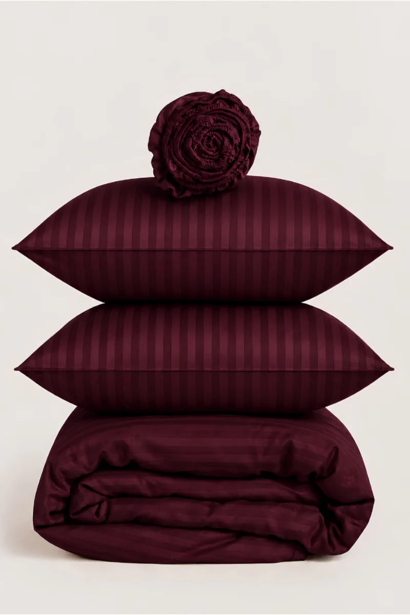 Deep Red Quilt Cover Set (6PCS - King Size)