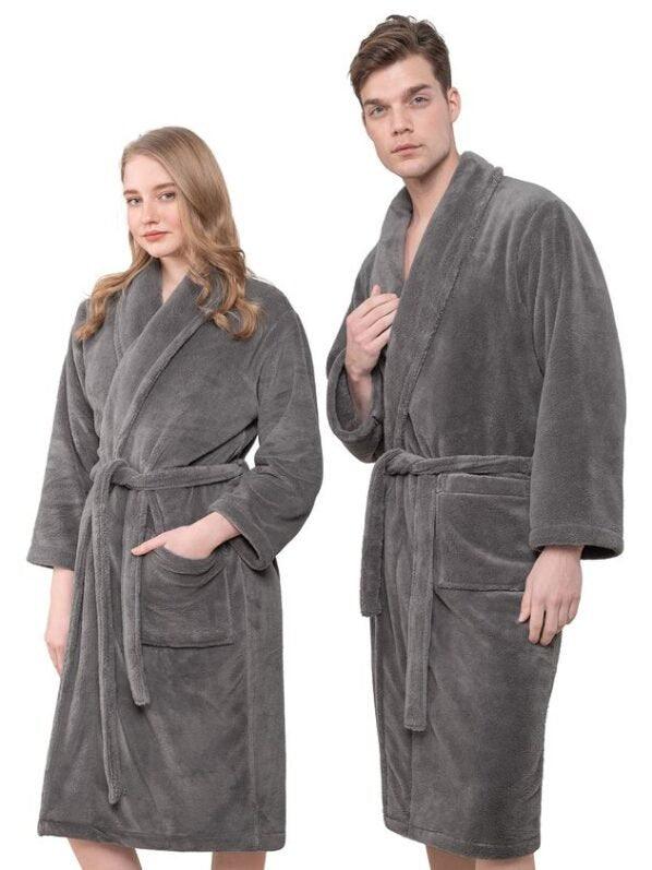 Gray bathrobe | for Men and Women | unisex 100% cotton