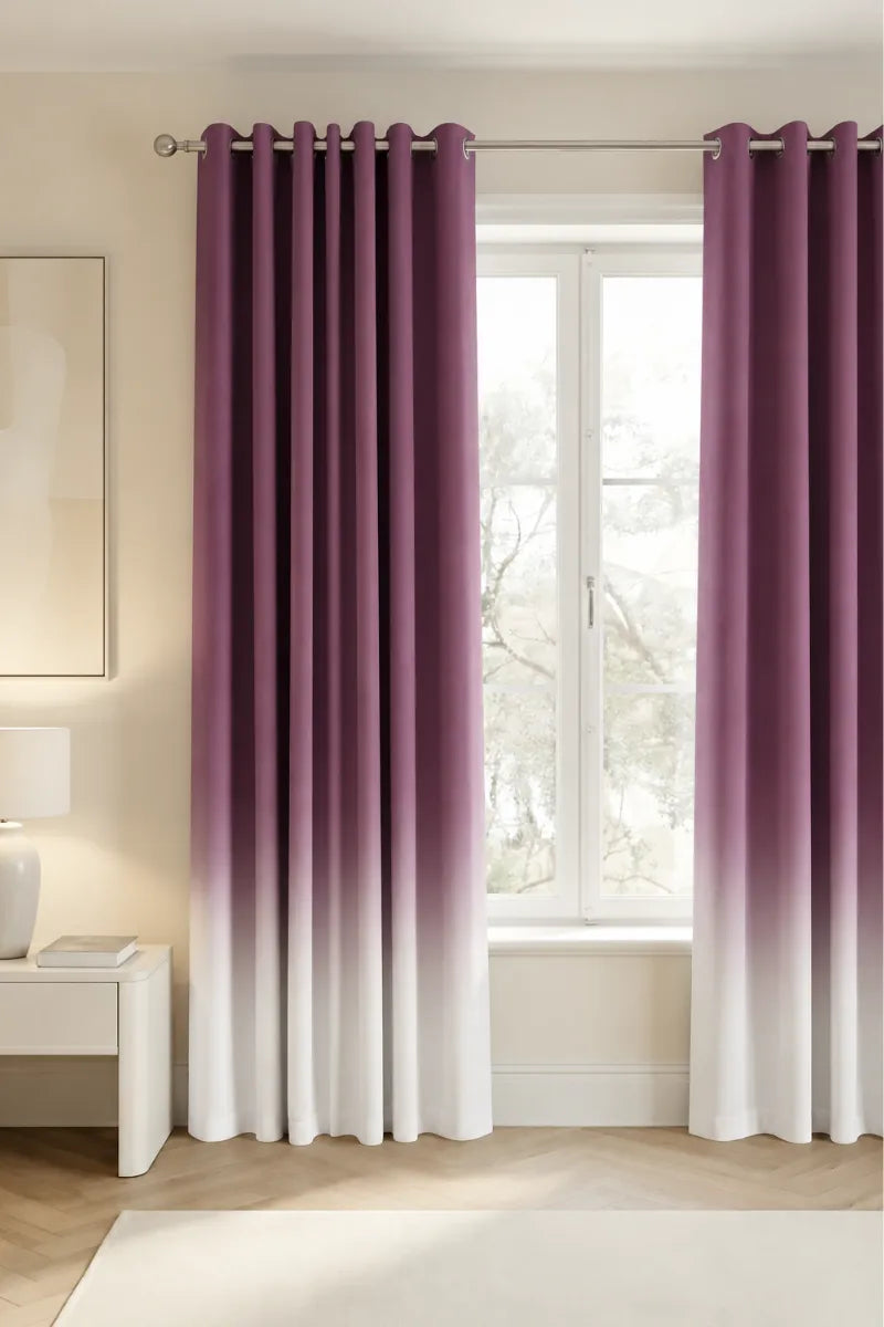 Dusty Mauve (#724065) Frosted Ombre Velvet Curtains – Set of 2 Panels
