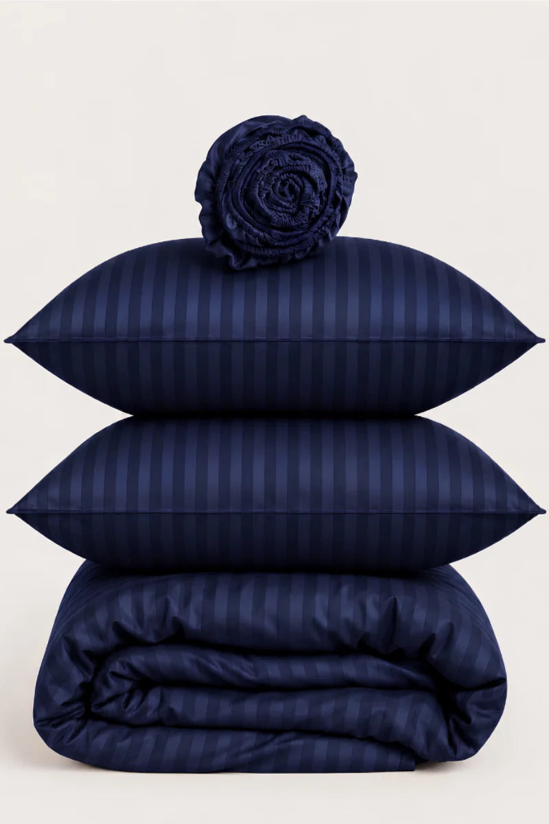 Navy Blue Quilt Cover Set (6PCS - King Size)