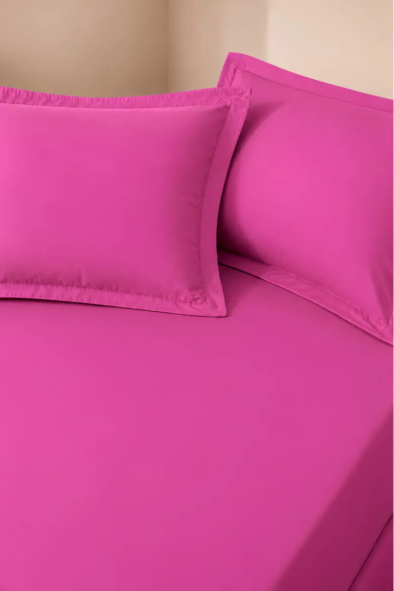 Fuchsia Pink Solid 3-Piece Bedsheet Set