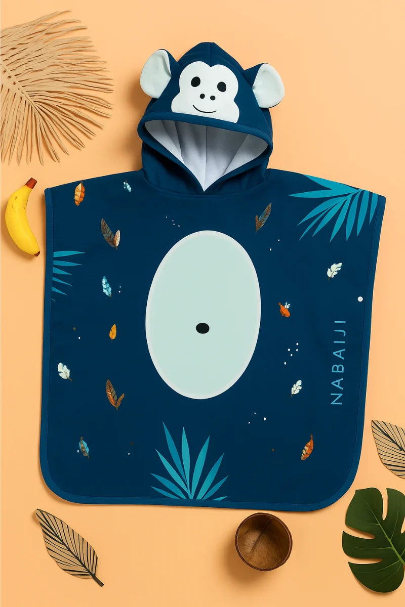 Kids Teal Hoodie Towel | Printed Poncho Bath Towel