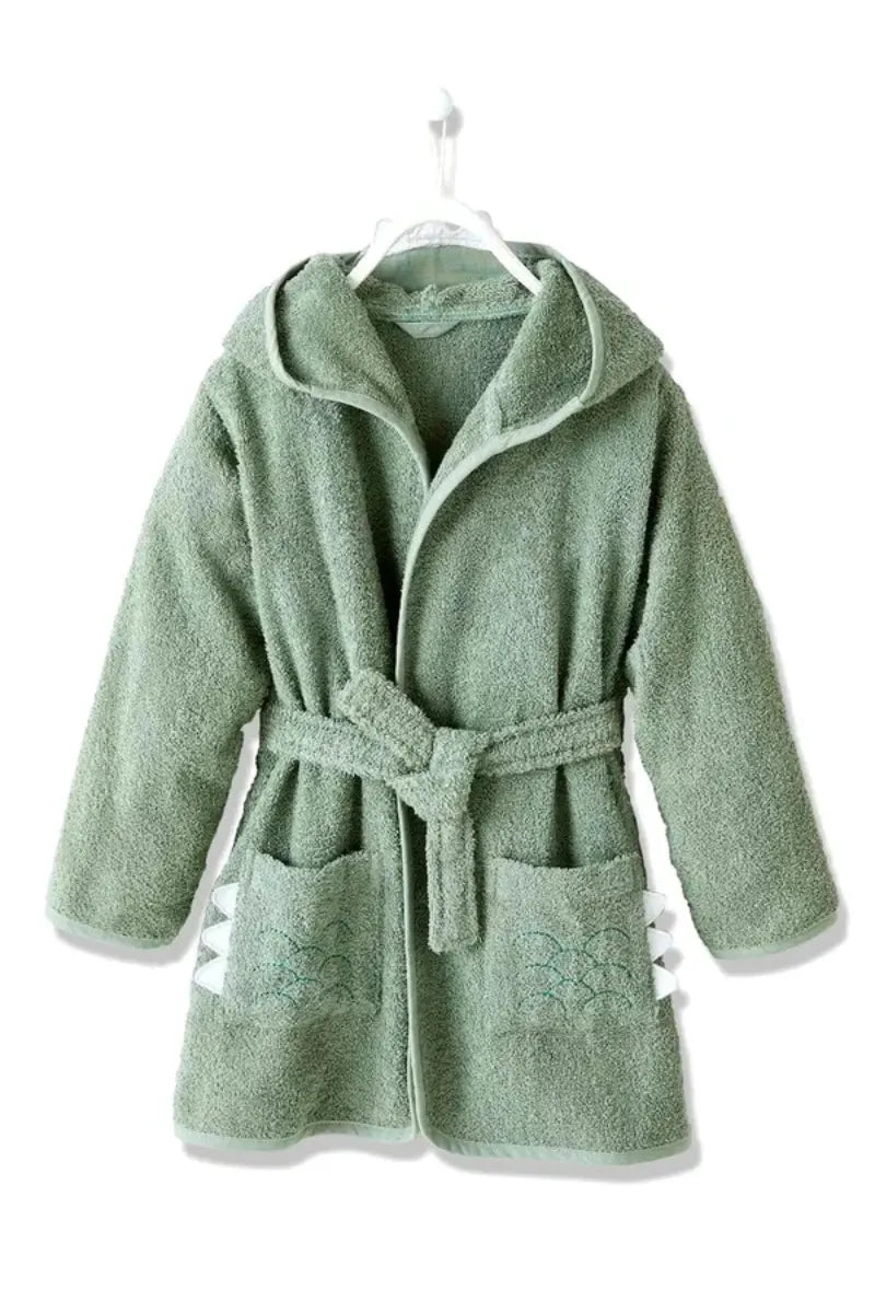Crocodile Hooded Kids Bathrobe – Green (Ages 4 to 14)