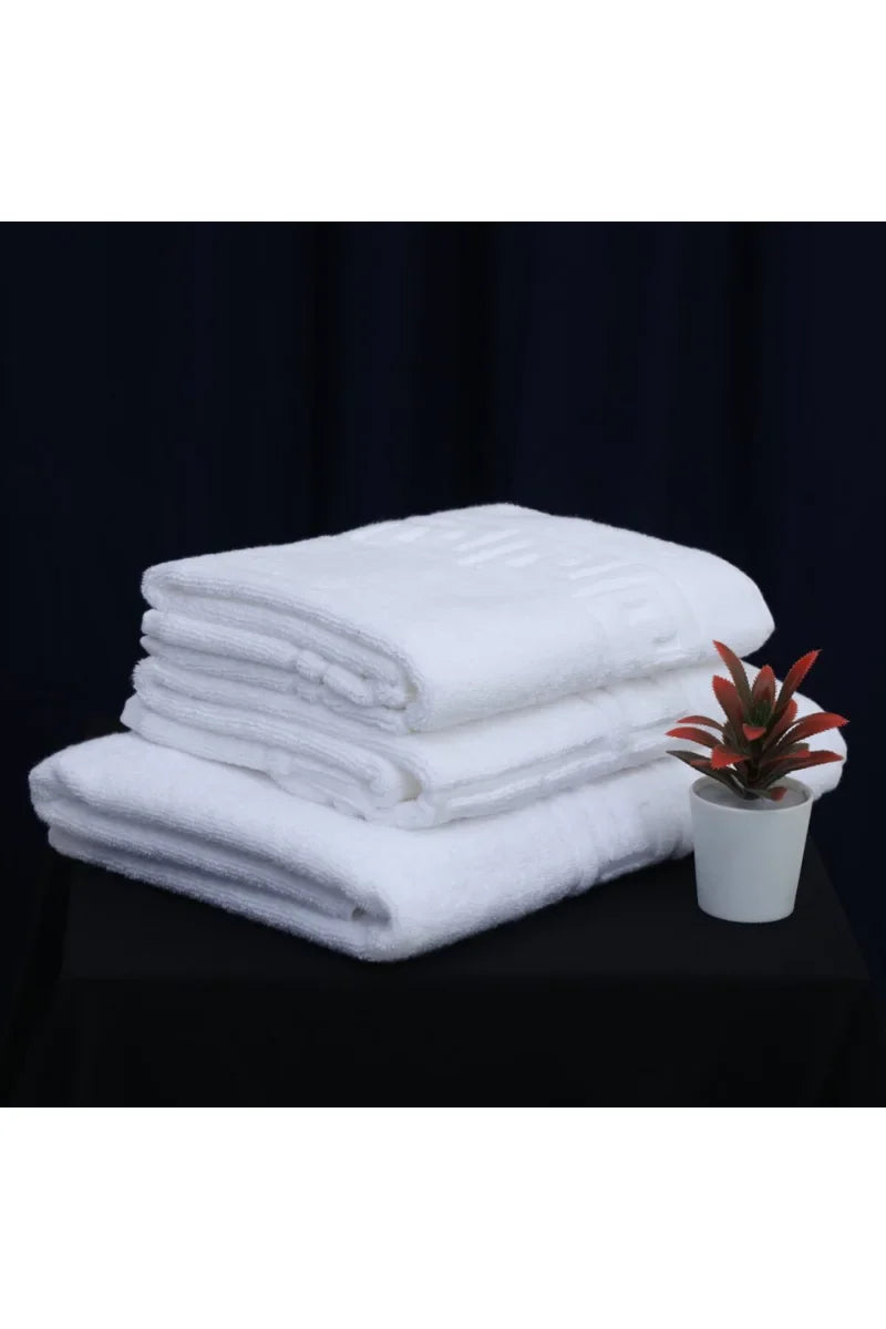 Pure White Premium Cotton Towels Set | Pack of 3
