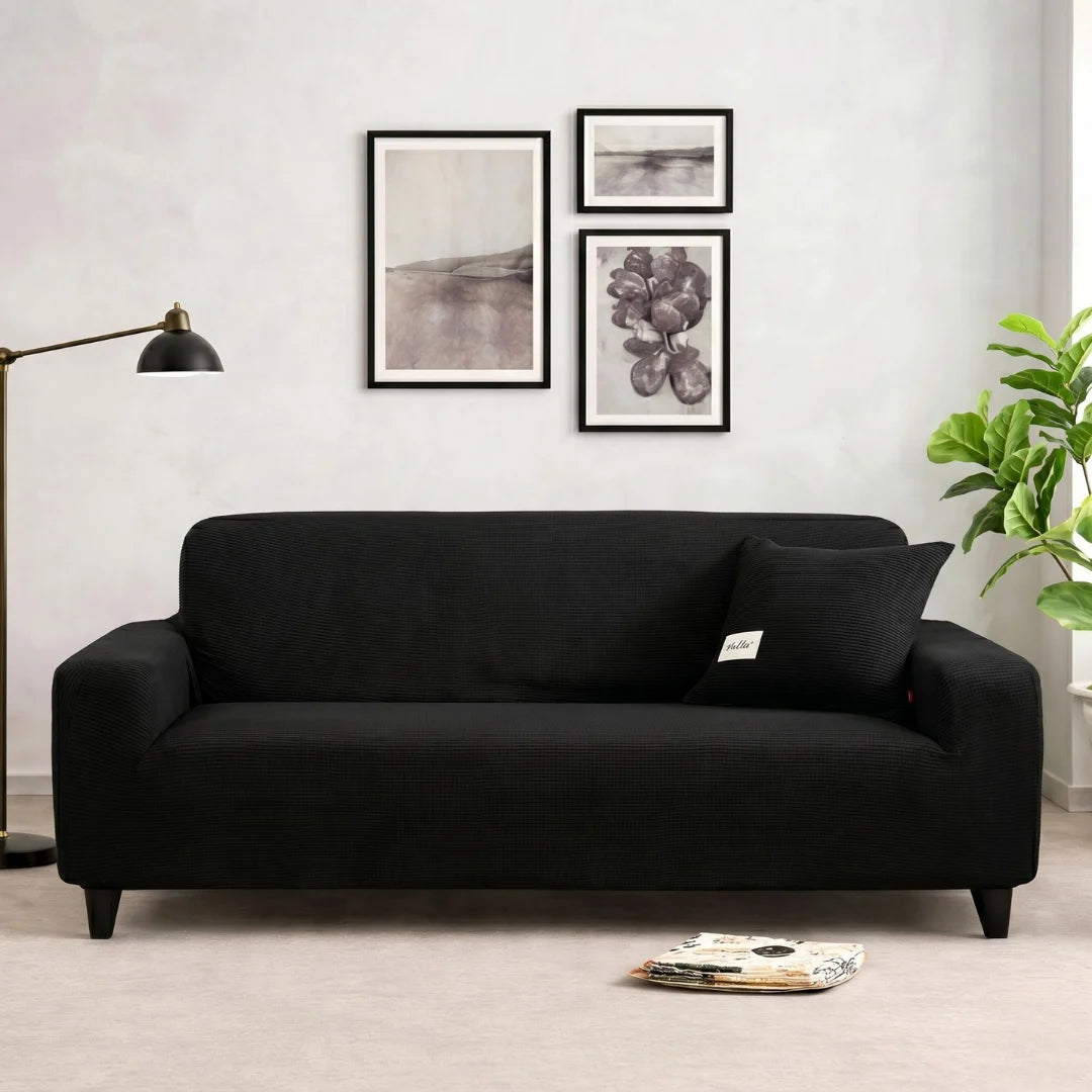 Perfect Fit Micro Mesh Sofa Cover (Black Color)